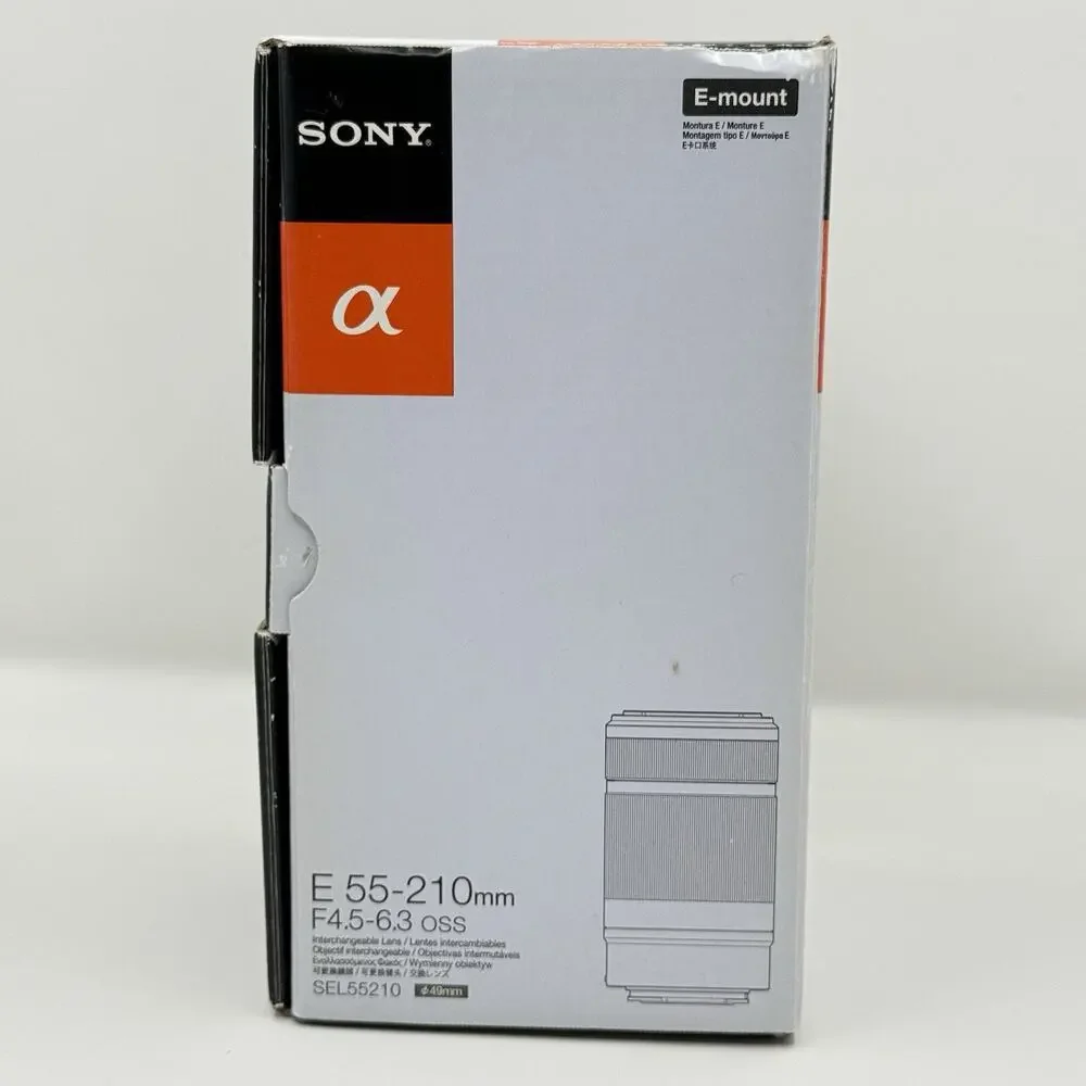 Sony E 55 210mm F4.5 6.3 OSS Zoom Lens SEL55210 Black Box Hood